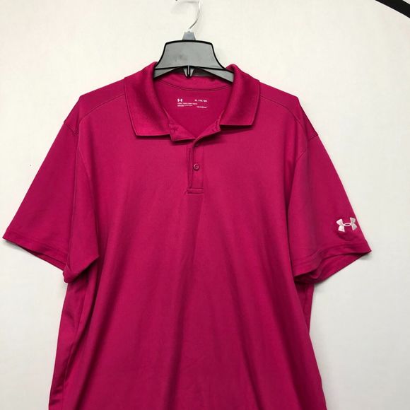Under Armour Men Short Sleeve Golf Polo Shirt Top Size XL X-Large Pink B244 -21 - Picture 8 of 12